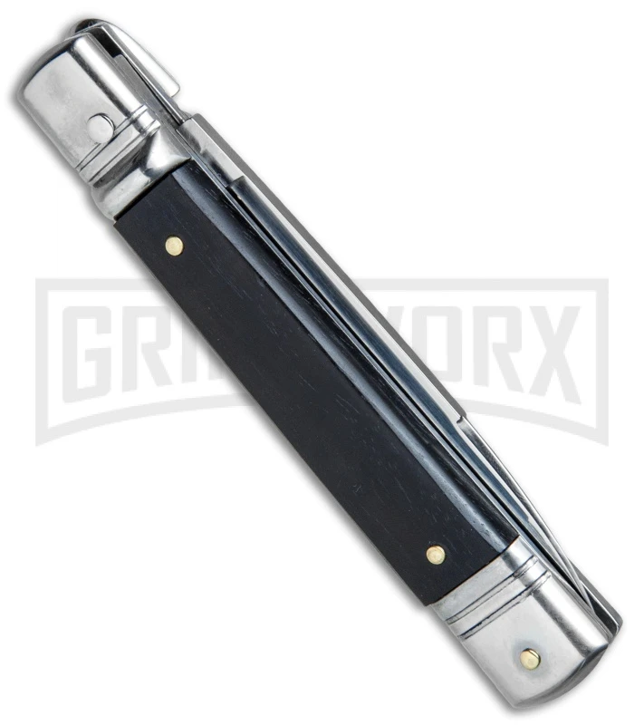 AKC 7.75" Leverletto Ebony Wood Automatic Knife - Flat Grind 5 AKC 7.75" Leverletto Ebony Wood Automatic Knife - Flat Grind - Image 3