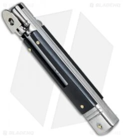 AKC Leverletto 7.75" Lever Lock Auto Italian Knife Ebony Wood (3.25" Satin) -Akc Sales Store AKC Leverletto LL Italian Ebony Wood Satin BHQ 75615 jr spine