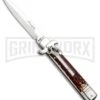 AKC 7.75" Leverletto Stag Automatic Knife - Satin Bayonet -Akc Sales Store AKC Leverletto Stag Auto Bayo GX 33460 jr large