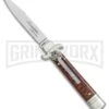 AKC 7.5" Leverletto Snakewood Automatic Knife - Flat Grind -Akc Sales Store AKC Leverletto snakewood flat grind BP 0439 er large
