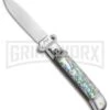 AKC 8" Shot Shell Puller Lever Lock Abalone Automatic Knife - Flat Plain -Akc Sales Store AKC Shot Puller 8in LL Italian Abalone BHQ 68879 jr large