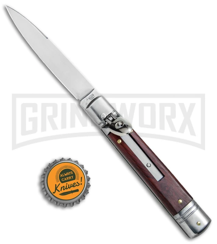 AKC 7.75" Slimline Lever Lock Cocobolo Automatic Knife - Flat 6 AKC 7.75" Slimline Lever Lock Cocobolo Automatic Knife - Flat - Image 4