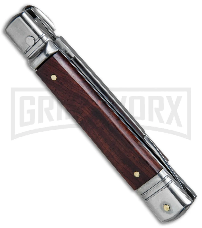 AKC 7.75" Slimline Lever Lock Cocobolo Automatic Knife - Flat 5 AKC 7.75" Slimline Lever Lock Cocobolo Automatic Knife - Flat - Image 3