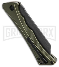 AKC Smarty Green W/Black Bolster Automatic Knife Reverse Tanto - Black SW Plain -Akc Sales Store AKC Smarty Automatic Knife Green w Black Bolster 3.3in Black Stonewash BHQ 184727 hd side large