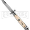 AKC 9" Italian Stiletto Swinguard Sim Ivory Automatic Knife - Polish Plain 2 AKC 9" Italian Stiletto Swinguard Sim Ivory Automatic Knife - Polish Plain -Akc Sales Store AKC Swinguard 9in Automatic Italian Stiletto Sim Ivory 4in Polish Bayonet BHQ 18088620hd large