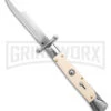 AKC 9" Italian Stiletto Swinguard Sim Ivory Auto Knife W/ Case - Polish Plain -Akc Sales Store AKC Swinguard 9in Automatic Italian Stiletto Sim Ivory with Case 4in Polish Bayonet BHQ 189012 td large