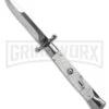 AKC 9" Italian Stiletto Swinguard White Pearlex Automatic Knife - Polish Plain -Akc Sales Store AKC Swinguard 9in Automatic Italian Stiletto White Pearlex 4in Polish Bayonet BHQ 180891 hd large