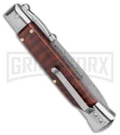 AKC Swinguard 9" Snakewood (Damascus Bayonet Blade) -Akc Sales Store AKC Swinguard 9in Snakewood Damascus Bayo GX 4274 jr side large