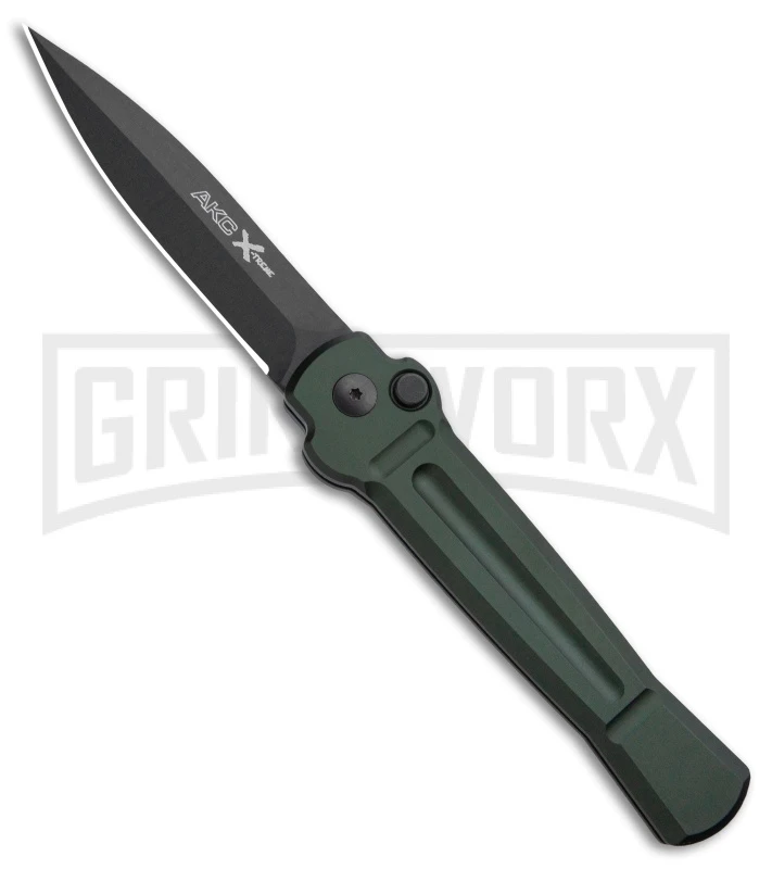AKC X-treme Ace Dark Green Automatic Knife - Black Plain 3 AKC X-treme Ace Dark Green Automatic Knife - Black Plain