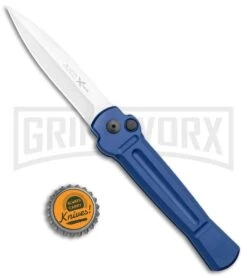 AKC X-treme ACE Blue Automatic Knife - Satin Plain -Akc Sales Store AKC X treme Ace Auto Blue Satin BHQ 105467 jr bottlecap large