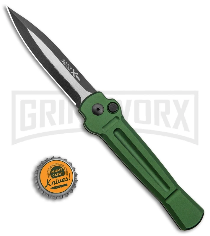 AKC X-treme Ace Green Automatic Knife - Black Two Tone Plain 6 AKC X-treme Ace Green Automatic Knife - Black Two Tone Plain - Image 4
