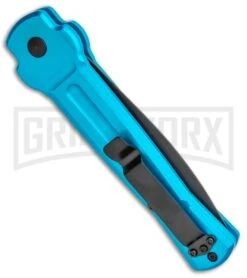 AKC X-treme ACE Light Blue Automatic Knife - Black -Akc Sales Store AKC X treme Ace Auto Light Blue Black ACE LBLB BHQ 115396 jr side large