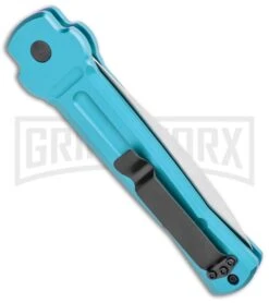 AKC X-treme ACE Light Blue Automatic Knife - Satin Plain -Akc Sales Store AKC X treme Ace Auto Light Blue Satin BHQ 105418 jr side large