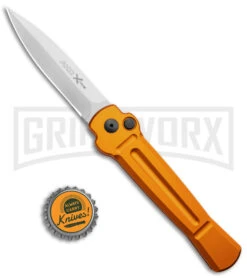AKC X-treme Ace Orange Automatic Knife - Satin Plain -Akc Sales Store AKC X treme Ace Auto Orange Satin BHQ 136149 jr bottlecap large