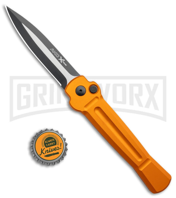 AKC X-treme Ace Orange Automatic Knife - Two Tone Dagger Plain 6 AKC X-treme Ace Orange Automatic Knife - Two Tone Dagger Plain - Image 4