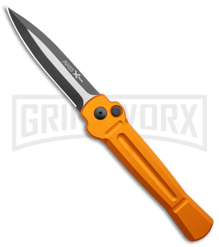 AKC X-treme Ace Orange Automatic Knife - Two Tone Dagger Plain 3 AKC X-treme Ace Orange Automatic Knife - Two Tone Dagger Plain