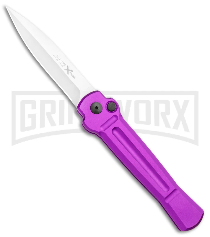 AKC X-treme Ace Purple Automatic Knife - Stonewash Plain 3 AKC X-treme Ace Purple Automatic Knife - Stonewash Plain