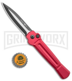 AKC X-treme Ace Red Automatic Knife - Two Tone Plain -Akc Sales Store AKC X treme Ace Auto Red TT BHQ 143382 jr bottlecap large