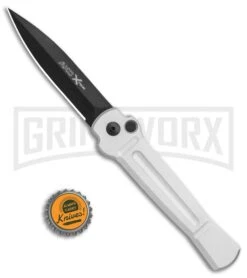 AKC X-treme Ace Silver Black Automatic Knife -Akc Sales Store AKC X treme Ace Auto Silver Black BHQ 113942 jr bottlecap large