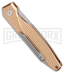AKC X-treme Dandy Tan Aluminum Automatic Knife (Stonewash) -Akc Sales Store AKC X treme Dandy Tan Aluminum Auto SW BHQ 176851 jr side large
