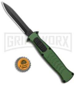 AKC X-treme EVO Green OTF Automatic Knife - Dagger Black Plain -Akc Sales Store AKC X treme EVO OTF Auto Dagger Green Black GX 37364 jr bottlecap large
