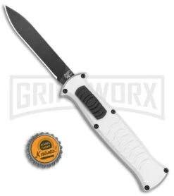 AKC X-treme EVO Silver OTF Automatic Knife - Black Plain -Akc Sales Store AKC X treme EVO OTF Auto Silver Black BHQ 114658 jr bottlecap large