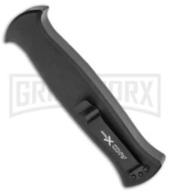 AKC X-treme EVO Black OTF Automatic Knife - Satin Plain Dagger -Akc Sales Store AKC X treme EVO OTF Automatic Knife Black 3.5 Satin Dagger BHQ 119723 LS Side large