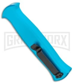 AKC X-treme EVO Blue OTF Automatic Knife - Black Plain -Akc Sales Store AKC X treme EVO OTF Automatic Knife Blue 3.5in Black EVO LBB BHQ 114336 LS Side large