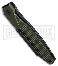 AKC X-treme Dandy Green Aluminum Automatic Knife - Black Stonewash Plain -Akc Sales Store AKC Xtreme Dandy Green Aluminum AK Black SW BHQ 174571 td side large