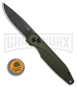 AKC X-treme Dandy Green Aluminum Automatic Knife - Black Stonewash Plain -Akc Sales Store AKC Xtreme Dandy Green Aluminum AK Black SW BHQ 174571 td size large