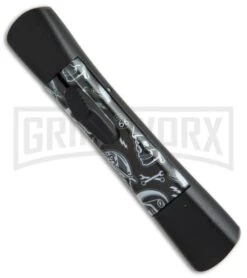 AKC Concord Route 66 Skull OTF Automatic Knife - Flat Grind Black Plain -Akc Sales Store AKC concord route 66 skull flat grind black plain BP 19004 er side large