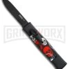 AKC Minion Concord Red/White Skull OTF Automatic Knife - Black Flat -Akc Sales Store AKC minion concord red white skull black flat BP 19001 er large
