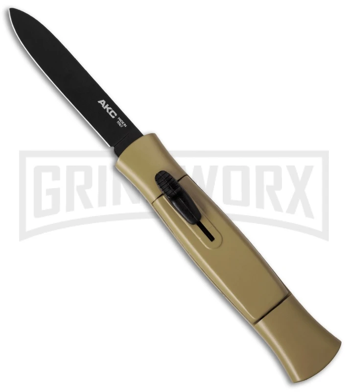 AKC 077 Concord Desert Tan OTF Automatic Knife - Black Plain 3 AKC 077 Concord Desert Tan OTF Automatic Knife - Black Plain