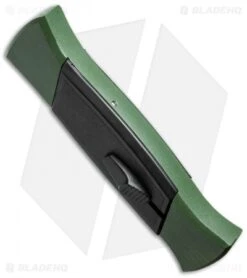 AKC 777 Blackfinger OTF Automatic Knife Green/Black (3.375" Satin Flat) -Akc Sales Store akc 777 green satin flat side cm