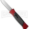 AKC 777 Blackfinger Red/Black OTF Automatic Knife - Flat Grind Satin Plain -Akc Sales Store akc 777 red satin flat cm large