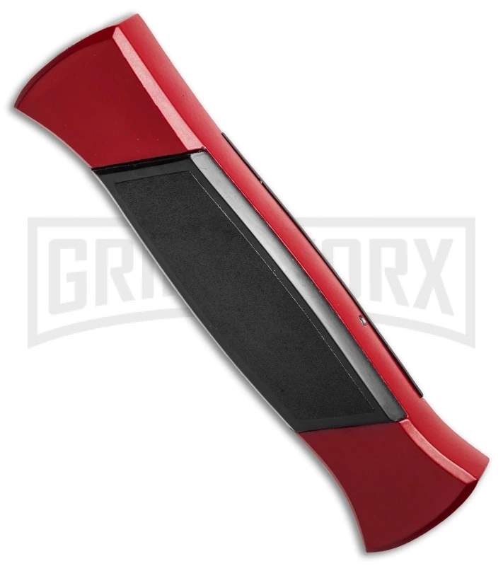 AKC 777 Blackfinger Red/Black OTF Automatic Knife - Flat Grind Satin Plain 4 AKC 777 Blackfinger Red/Black OTF Automatic Knife - Flat Grind Satin Plain - Image 2