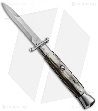AKC Swinguard 9" Automatic Italian Stiletto Brazilian Horn (4" Satin Bayonet) 3 AKC Swinguard 9" Automatic Italian Stiletto Brazilian Horn (4" Satin Bayonet)