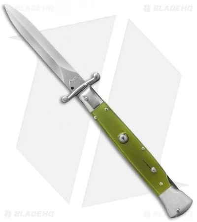 AKC Swinguard 9" Automatic Italian Stiletto Green Pearlex (4" Satin Dagger) 3 AKC Swinguard 9" Automatic Italian Stiletto Green Pearlex (4" Satin Dagger)