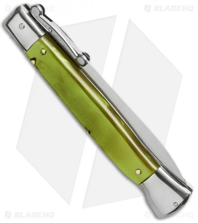 AKC Swinguard 9" Automatic Italian Stiletto Green Pearlex (4" Satin Dagger) 4 AKC Swinguard 9" Automatic Italian Stiletto Green Pearlex (4" Satin Dagger) - Image 2