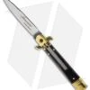 AKC Leverletto 7.75" Lever Lock Auto Italian Knife Dark Horn (3.2" Satin Flat) -Akc Sales Store akc 9in leverletto dark horn brass
