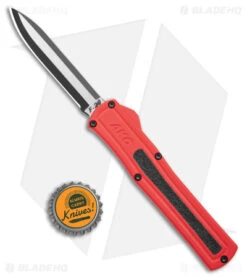 AKC F-20 D/A OTF Automatic Knife Red Aluminum (3.6" Two Tone) -Akc Sales Store akc f 20 da otf auto black red aluminum tt dagger BHQ 177264 jr bottlecap