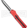 AKC F-20 Red D/A OTF Automatic Knife - Two Tone Plain -Akc Sales Store akc f 20 da otf auto black red aluminum tt dagger BHQ 177264 jr large