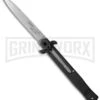AKC 9" Tactical Leverletto Black Automatic Knife - Satin Flat Grind -Akc Sales Store akc large leverletto black satin cm large