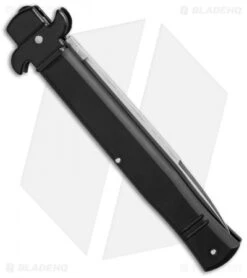 AKC Leverletto 9" Lever Lock Automatic Italian Knife Black (4" Satin Flat) 6 AKC Leverletto 9" Lever Lock Automatic Italian Knife Black (4" Satin Flat) -Akc Sales Store akc large leverletto black satin side cm