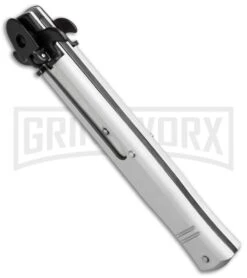 AKC 9" Tactical Leverletto Silver Automatic Knife - Black Flat Grind 7 AKC 9" Tactical Leverletto Silver Automatic Knife - Black Flat Grind -Akc Sales Store akc large leverletto silver black bottom cm large 1