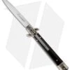 AKC Leverletto 9" Lever Lock Automatic Italian Knife Dark Horn (4" Satin Flat) -Akc Sales Store akc lever dark horn flat