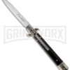 AKC 9" Leverletto Dark Horn Automatic Knife - Flat Grind -Akc Sales Store akc lever dark horn flat large