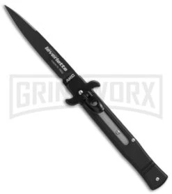 AKC Bill DeShivs 7.5" Tactical Leverletto Black Automatic Knife - Flat Grind