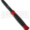 AKC 077 Concord Red/Black OTF Automatic Knife - Dagger Black Plain -Akc Sales Store akc oft red black double edge plain large