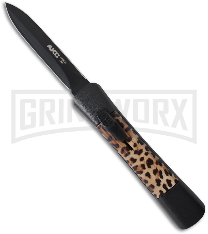 AKC Concord Leopard OTF Automatic Knife - Dagger Black Plain 3 AKC Concord Leopard OTF Automatic Knife - Dagger Black Plain